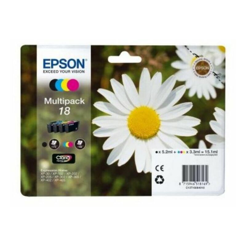 

Epson Cartucho de Tinta Compatible Epson Multipack T18 Amarillo Negro Cian Magenta