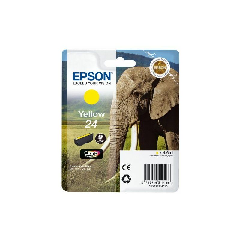 Image of Elephant Singlepack Yellow 24 Claria Photo hd Ink - Epson