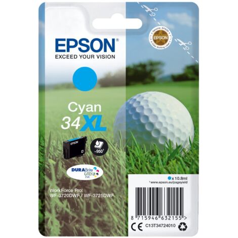 Epson Golf ball C13T34724010 cartuccia d'inchiostro 1 pz Originale Resa elevata (XL) Ciano
