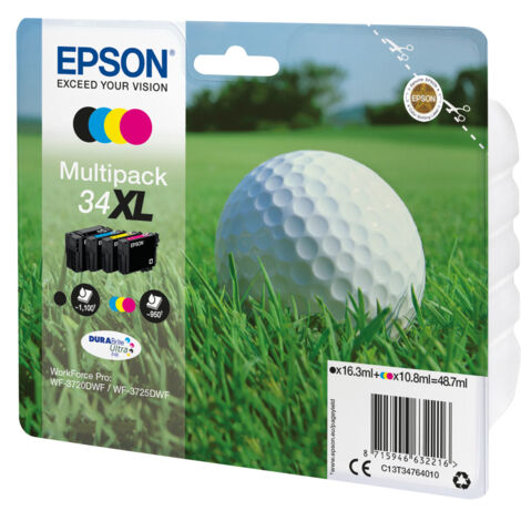 Epson Golf ball C13T34764020 cartuccia d'inchiostro 1 pz Originale Resa elevata (XL) Nero, Ciano, Magenta, Giallo