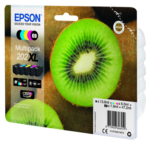 Epson Kiwi 202XL cartouche d'encre 1 pièce(s) Original Rendement élevé (XL) Noir, Photo noire, Cyan, Magenta, Jaune