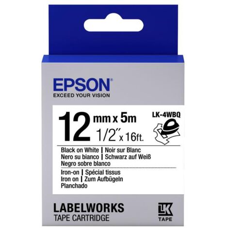 Epson Nastro fondo Bianco per testo Nero, Iron On 12/5 LK-4WBQ