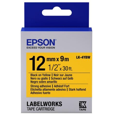 Epson Nastro fondo Pastello Giallo per testo Nero, altamente adesivo 12/9 LK-4YBW