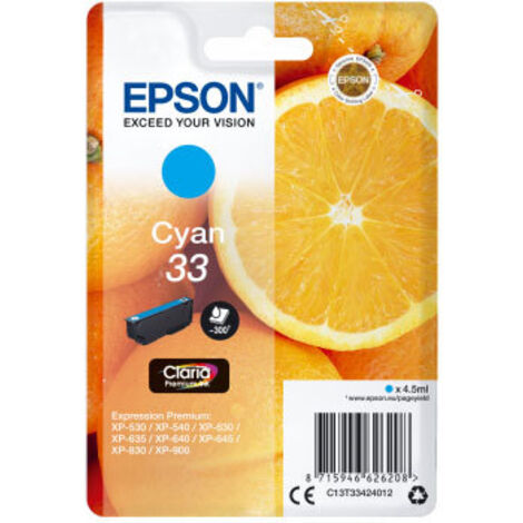Epson Oranges C13T33424012 cartouche d'encre 1 pièce(s) Original Rendement standard Cyan