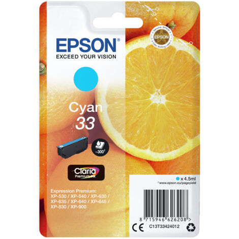 Epson Oranges C13T33424022 cartouche d'encre 1 pièce(s) Original Cyan