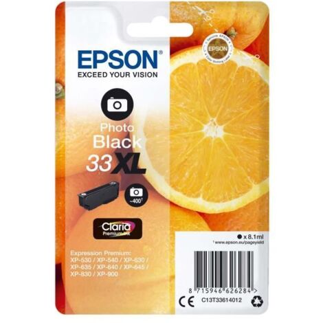 Epson Oranges Singlepack Photo Black 33XL Claria Premium Ink