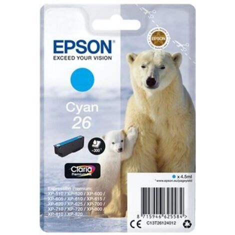 Epson Polar bear Singlepack Cyan 26 Claria Premium Ink
