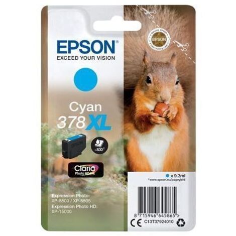 Epson Singlepack Cyan 378XL Claria Photo HD Ink 9.3ml Ciano 830pagine cartuccia d'inchiostro