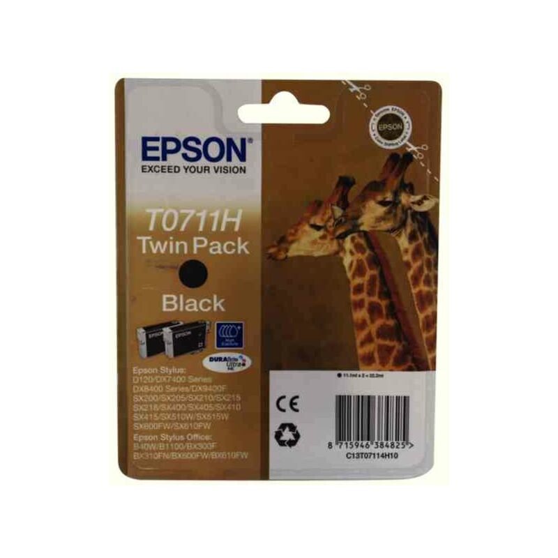 T0711H Black Cartridge Twin Pack - EP38482 - Epson