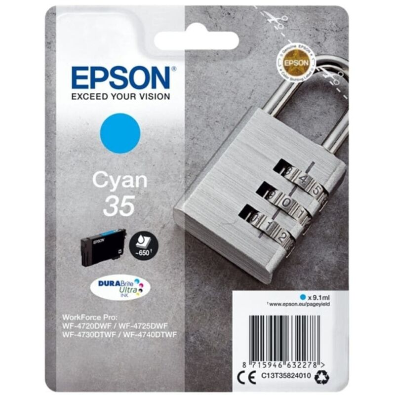Epson Epson 35 Padlock Cyan Standard Capacity Ink Cartridge 9ml - C13T35824010