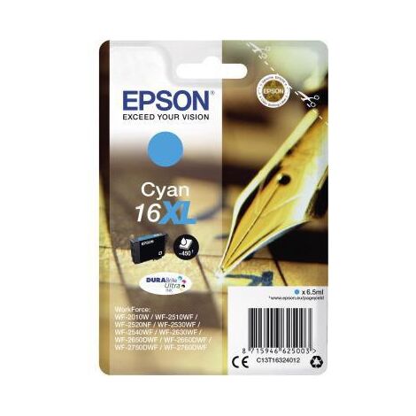 EPSON Tintenpatrone Epson Originalzubehör 16XL ca. 450 Seiten cyan 6,5ml