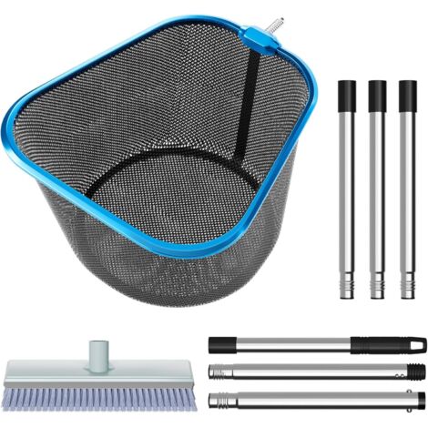 Épuisette de Nettoyage Piscine 180 cm à Mailles Fines avec Tige en Aluminium 1,5 m Long et 25 Profondeur pour Piscine, Spa, bassins, Jacuzzi, kit d'entretien -