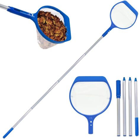 Épuisette de piscine 182 cm avec tige télescopique, accessoires 17 profondeur, à mailles fines, amovible, extensible, installation facile, kit nettoyage pour bassin c -