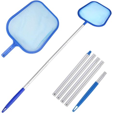 Épuisette de piscine avec manche télescopique (160 cm)  Filet à mailles fines pour bassin d'ornement / jacuzzi Poles réglables en 5 parties filet capture 30 x cm -