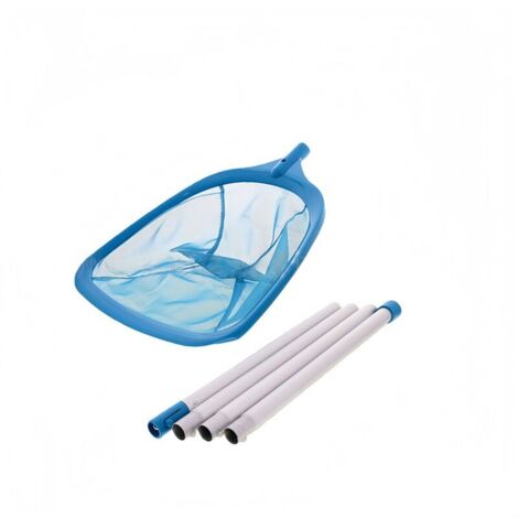 Épuisette de piscine avec manche télescopique de 160 cm, poignée détachable en 4 sections et filet profond pour le nettoyage des feuilles dans la piscine.