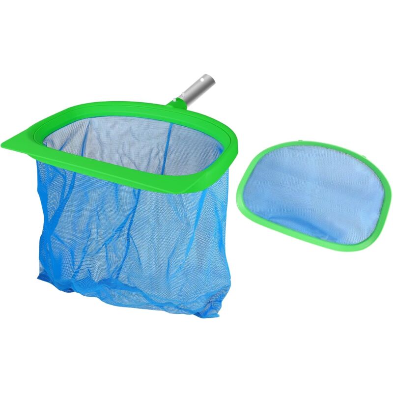Épuisette de Piscine, Filet Vert et Bleu Profond & Peu Profond Double Usage, Skimmer Net, Filet à Feuilles, Filet de Piscine à écumoire pour