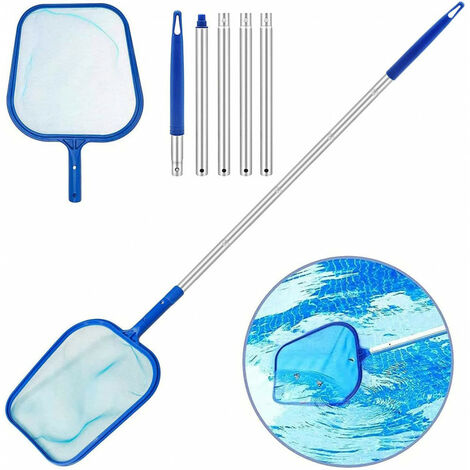 Epuisette de surface avec manche téléscopique piscine ou spa - Extensible jusqu'à 150 cm - Livraison gratuite - Bleu