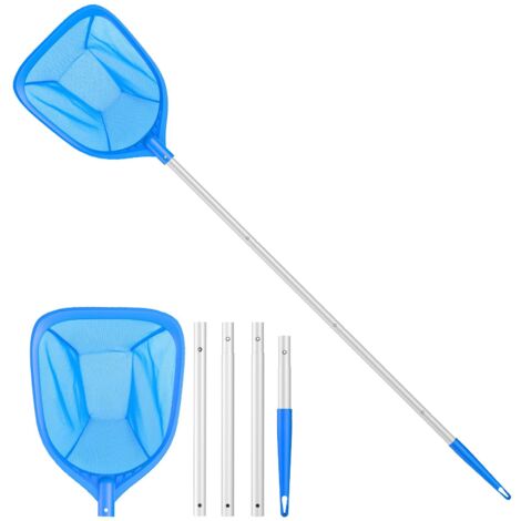 Épuisette de Surface Piscine, Épuisette à Feuilles Filet de Écumoire Fines Stable avec 1.14M Poignée Détachable en Aluminium, Outil de de Piscine pour Nettoyager Feuilles Flottantes, Insectes
