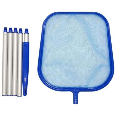 Épuisette de Surface, Râteau à Feuilles Profondes et Filet en Filet D'écumoire en Aluminium Télescopique Réglable et Robuste Outil de Nettoyage pour Piscine/Fontaine/Réservoir