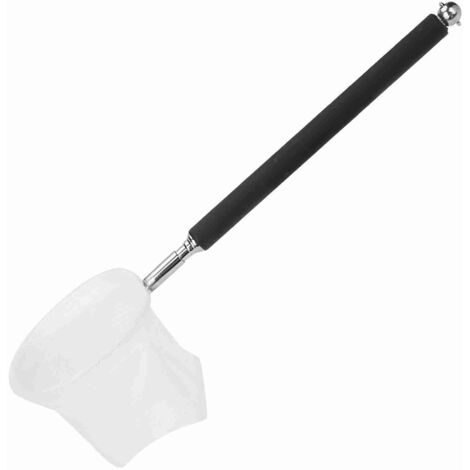 Épuisette Mini Aquarium Réglable 20-57,5 cm Acier Inoxydable Noir Ronde pour Crevettes et Petits Poissons