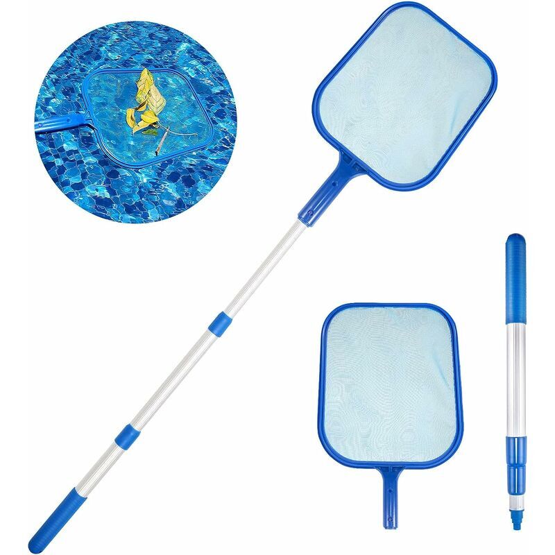 Epuisette Piscine Profonde 90 Télescopiques Aluminium Écumoire Nettoieur Piscine Bassin Aqua Thermal Fontaine Étang