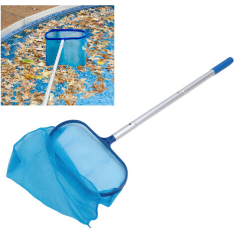 Épuisette pour Piscine Professionnelle - Épuisette Modèle Allongable pour Nettoyage de Piscine, Fontaines et Bassins - Matériaux: Plastique et Aluminium - Dimensions: 39.2x30cm - 4 Sections de Tube In