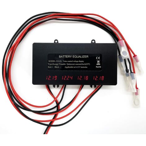Equalizzatore per batterie 48V 4 x 12V, bilanciatore per batterie, display digitale, equalizzatore per batterie Ha12l con schermo LED per batterie al litio e al piombo-acido