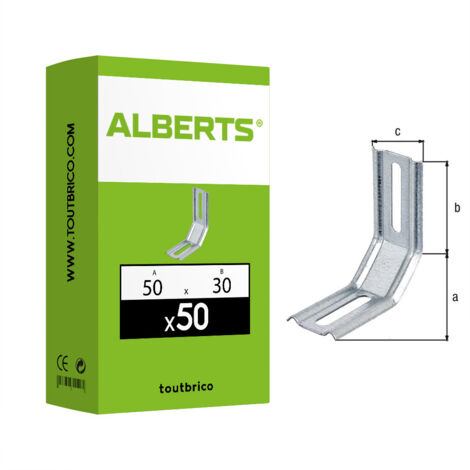 Equerre 3 pans 45 degrés 70x72x30 Galva Alberts - 341350
