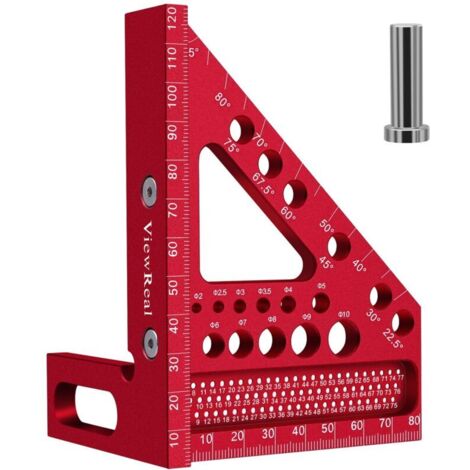 Équerre 3D métrique pour le travail du bois – Règle en aluminium multi-angles 22,5-90°, échelle en cm
