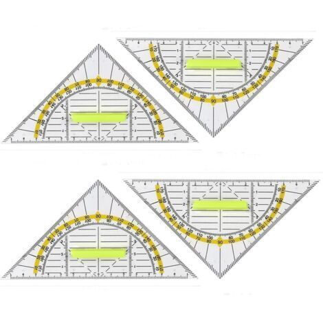 Équerre 4 pièces avec poignée de 16 cm, gabarit géométrique flexible, règle triangulaire, équerre pour l'école primaire, pour une utilisation au bureau de l'école