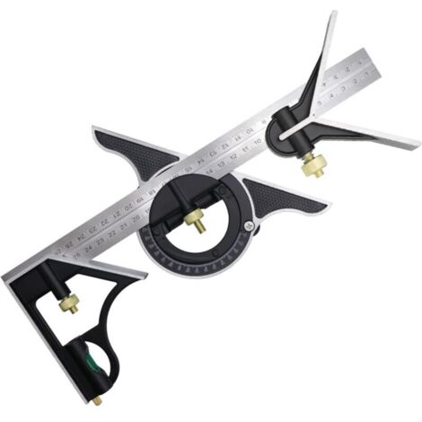 Équerre à combinaison 300mm Acier inoxydable Règle d'angle avec niveau à bulle Mesure précise pour menuiserie et ingénierie