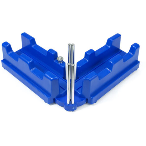 Équerre à onglet et boîte à onglets, produit 2 en 1 pour une pose précise des plinthes – Angles de 85 à 180 degrés (bleu)