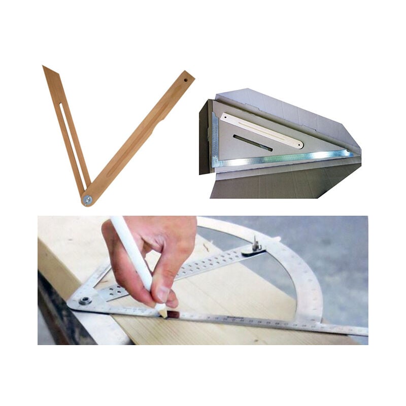 Querre alpha double 800x320 + Fausse équerre bois + Équerre charpentier Emile Peyron kitalpha