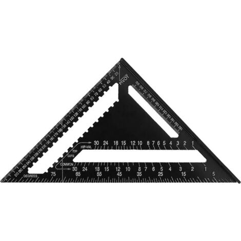 Equerre Aluminium Règle Triangle, 7 Pouces Outil Règle Mesure du Carré de Vitesse Noir Alliage D’aluminium Haute Précision pour Ingénieur et Menuisier,