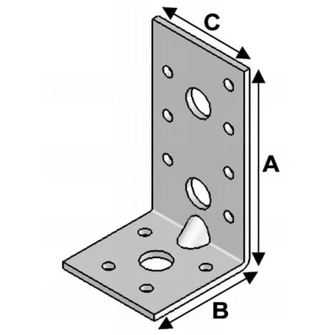 Equerre avec renforts (H x L x l x ép) 90 x 50 x 48 x 3,0 mm - AL-ER09050530 - Alsafix