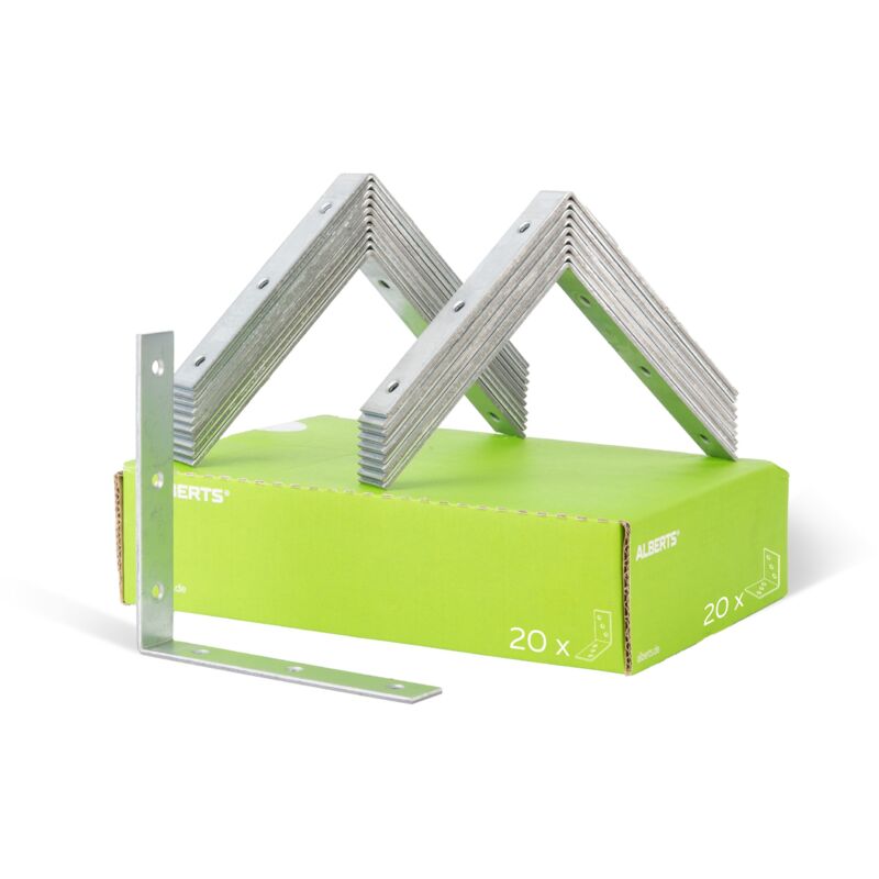 847456 Équerre de chaise, galvanisée Sendzimir, 150 x 150 x 25 mm, Set de 20 pièces - Alberts
