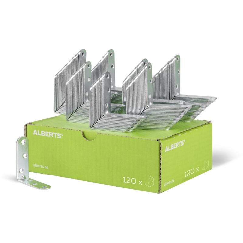 837815 Équerre de chaise, avec extrémités arrondies, galvanisée, en bleu, 60 x 60 x 19 mm, Set de 120 pièc - Alberts