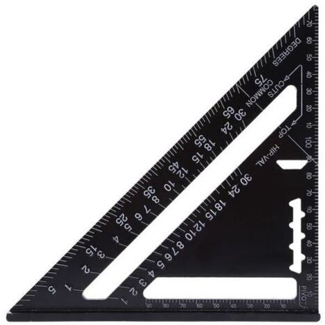 Équerre Charpentier - LON - Triangle en Aluminium - Noir - Système Métrique - 26x18.6x18.5cm