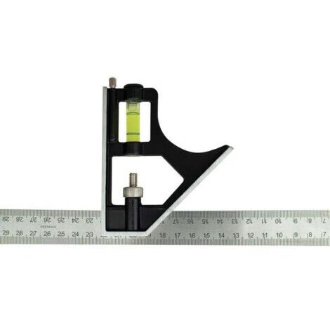 Équerre combinée en acier inoxydable 300mm - Graduation métrique uniquement inclus un crayon de menuisier