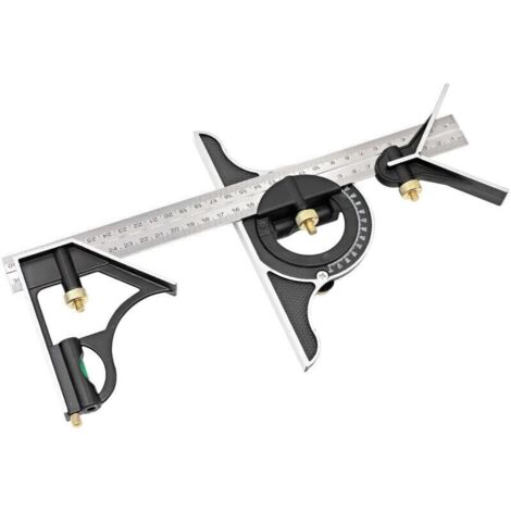 Équerre combinée multifonction réglable 300 mm, acier inoxydable haute résistance, pour menuiserie et charpente précise