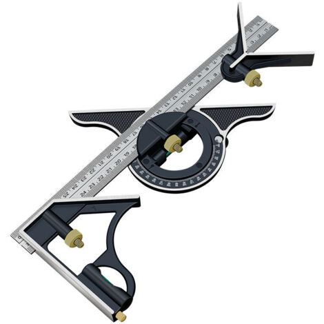 Équerre Combinée Règle Menuisier Multifonctionn Metal Equerre Réglable Angle Charpentier Outil,300MM