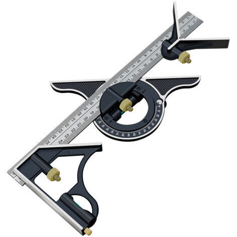 Équerre Combinée Règle Menuisier Multifonctionn Metal Equerre Réglable Angle Charpentier Outil,300MM