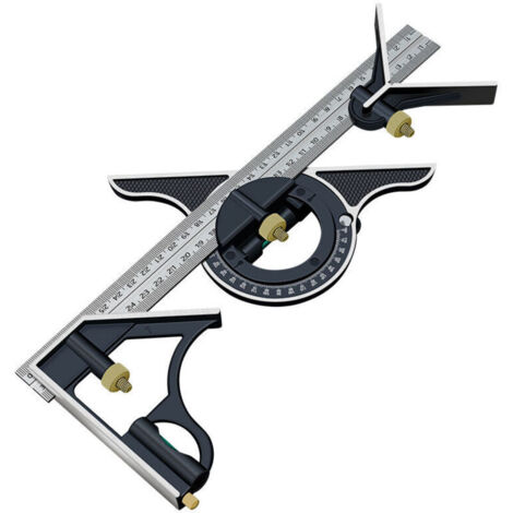 Équerre Combinée Règle Menuisier Multifonctionn Metal Equerre Réglable Angle Charpentier Outil,300MM