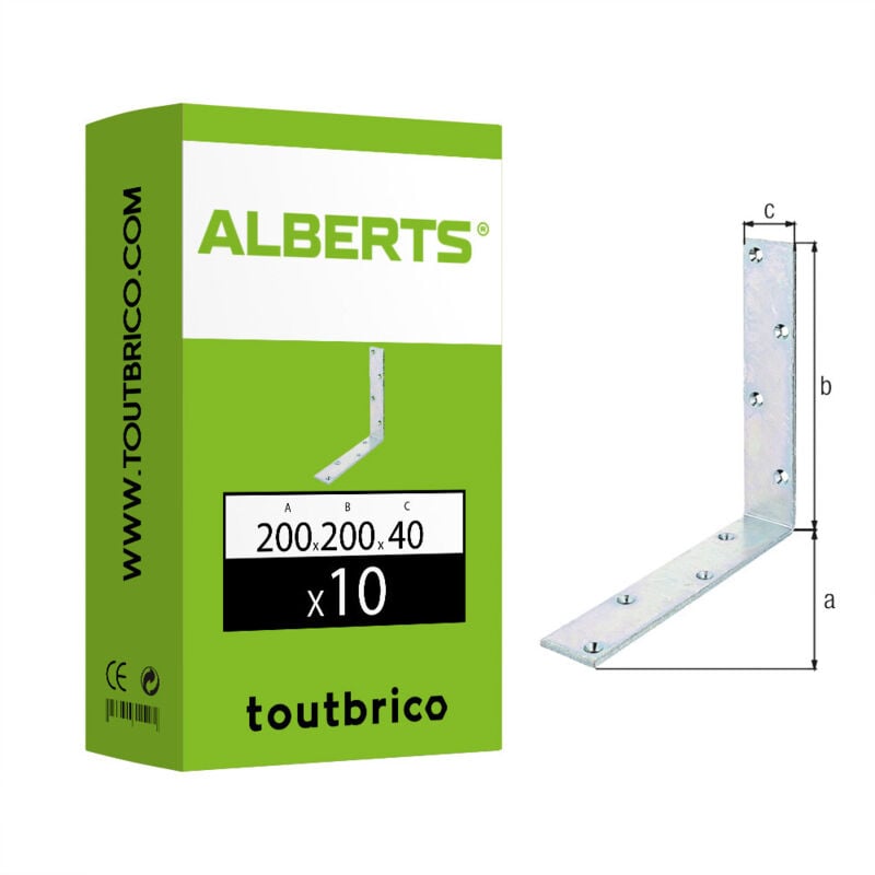 GAH - 10 équerres de poutre 200 x 200 x 40mm galvanisé - Alberts