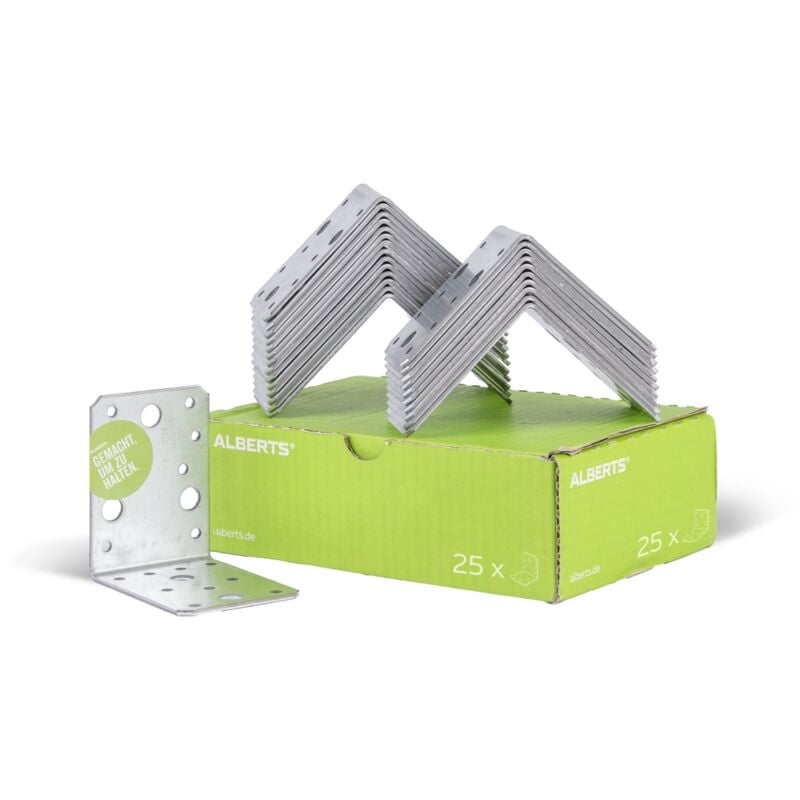 846589 Équerre d'assemblage, galvanisée Sendzimir, 90 x 90 x 65 mm, Set de 25 pièces - Alberts