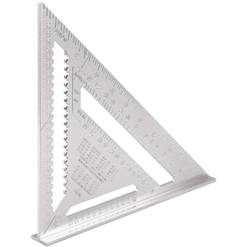 Equerre de charpentier 300mm - Equerre de menuisier en aluminium de haute qualité - Equerre de butée, rapporteur, outil de traçage - pour tracer &