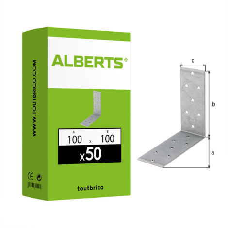équerre De Fixation 100x100mm Acier Zingué Robuste 2,0mm - Alberts