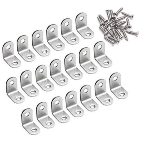 Equerre de Fixation 90 Degré Angle Droit Support 20 x 20 x 16mm forme de L Metalliques Equerres de Coin en Acier Inox Supporen pour Bois Meubles Placard Support 20 Pièces