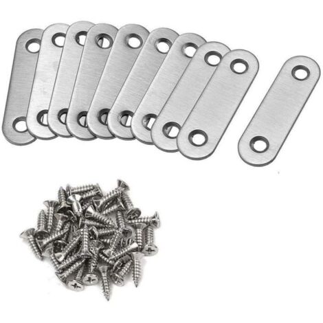 Équerre de fixation - Fixation Droits Plats Plaques - Acier Inox - 60mm - Lot de 10 - 2 Trous