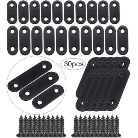 Équerre de fixation - Fixation Droits Plats Plaques - Acier Inoxydable - Noir - 40mm 50mm 60mm